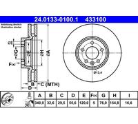 2 x ATE 24.0133-0100.1 Disco freno per VW