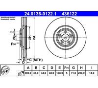 2 x ATE 24.0136-0122.1 Disco freno per JAGUAR