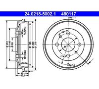 2 x ATE 24.0218-5002.1 Tamburo freno per FIAT