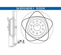 2 x ATE 24.0312-0210.1 Disco freno per AUDI,FORD,SEAT,SKODA,VW