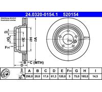 2 x ATE 24.0320-0154.1 Disco freno per BMW