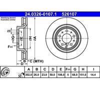 2 x ATE 24.0326-0107.1 Disco freno per VOLVO