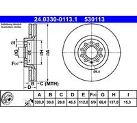 2 x ATE 24.0330-0113.1 Disco freno per AUDI,SEAT