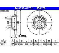 2 x ATE 24.0330-0176.1 Disco freno per AUDI