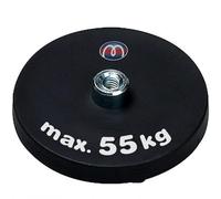 2 x Basi magnetiche gommate boccola filettata (M8) - Diametro Ø88mm - Neodimio (NdFeB) - Forza di attrazione 55 kg - 2 pezzi - Magneti permanenti Calamite potenti (Terre Rare) rivestiti in gomma