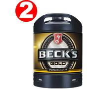 2 X BECKS GOLD PERFECT DRAFT 6 Litri Fusto 4,9 % Vol. MEHRWEG