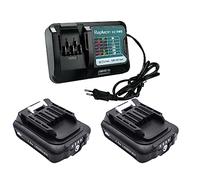 2 x BL1021B 2,0 Ah 2000 mAh batteria con caricatore 10,8 V-12 V DC10WD DC10SB, compatibile con Makita batteria 12 V BL1021B BL1015 BL1041B BL1016 MP100DZ JR103D DF333DZ CP100DZ HP333DZ CL106FD