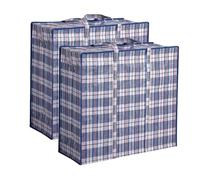 2 x borsa per riporre oggetti, borsa per la spesa Jumbo in cartone da viaggio, chiusura lampo e manici, grande borsa per la spesa da 20 kg, per vestiti, coperte, cuscino 80 x 60 x 30 cm (2 x blu)