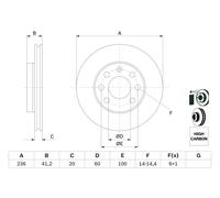 2 x BOSCH 0 986 478 192 Disco freno per CHEVROLET,DAEWOO,FSO,OPEL,TRIUMPH,VAUXHA