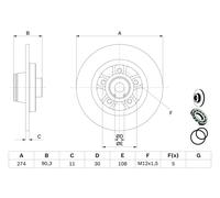 2 x BOSCH 0 986 479 015 Disco freno per MERCEDES-BENZ,RENAULT