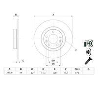 2 x BOSCH 0 986 479 130 Disco freno per PEUGEOT