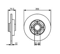 Disco freno BOSCH 0 986 479 383 posteriore, pieno, 1 Pezzo