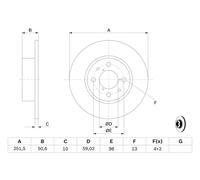 2 x BOSCH 0 986 479 B26 Disco freno per ALFA ROMEO,FIAT,LANCIA
