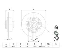 Disco freno BOSCH 0 986 479 C88 posteriore, pieno, 1 Pezzo