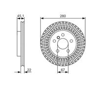 Disco freno BOSCH 0 986 479 C97 anteriore, ventilato, altamente carbonizzato, 1 Pezzo