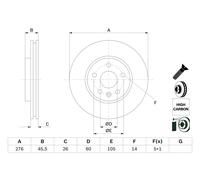 BOSCH disco freno 0986479D92 ventilato diametro 276 spessore 26 mm 5 fori