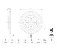 Disco freno BOSCH 0 986 479 E37 anteriore, ventilato, altamente carbonizzato, 1 Pezzo