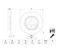 2 x BOSCH 0 986 479 E74 Disco freno per SMART