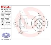 2 x BREMBO 08.4929.14 Disco freno per CITROËN,MEGA,PEUGEOT