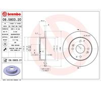 2 x BREMBO 08.5803.21 Disco freno per ACURA,HONDA