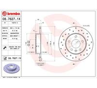 Disco freno BREMBO 0876271X posteriore, perforato, perforato, pieno, 1 Pezzo