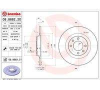 2x Disco freno pieno 08.8682.21 BREMBO per CITROËN PEUGEOT DS