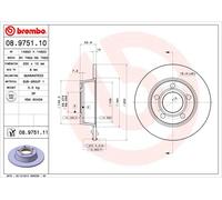Brembo Disco freno 08.9751.11 – Posteriore verniciato UV – Set di 2 – per Audi A6 C5 e A6 Avant