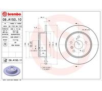2 x BREMBO 08.A150.11 Disco freno per LEXUS,TOYOTA