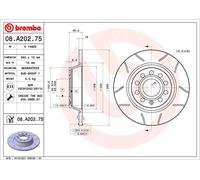 2 x BREMBO 08.A202.75 Disco freno per AUDI,AUDI (FAW),SEAT,SKODA,SKODA (SVW),VW,