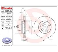 2 x BREMBO 09.6893.11 Disco freno per ACURA,HONDA