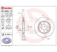 2 x BREMBO 09.6932.11 Disco freno per PEUGEOT