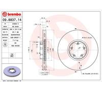 2 x BREMBO 09.8837.14 Disco freno per FORD