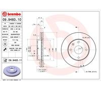 2 x BREMBO 09.9483.11 Disco freno per BAOJUN (SGMW),BUICK (SGM),CHEVROLET,CHEVRO