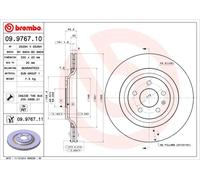 2 x BREMBO 09.9767.11 Disco freno per AUDI