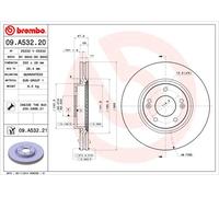 2 x BREMBO 09.A532.21 Disco freno per HYUNDAI,HYUNDAI (BEIJING),JAC,KIA,KIA (DYK