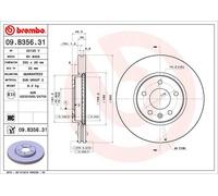 2 x BREMBO 09.B356.31 Disco freno per OPEL,VAUXHALL