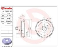 2 x BREMBO 14.E276.10 Tamburo freno per TOYOTA