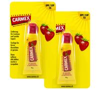12x Carmex Fragola Burro Cacao Tubo Aromatizzato SPF15 Acqua Resistente 10ml /