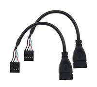 2 x cavo di prolunga USB 2.0 tipo A femmina a scheda madre 10 pin femmina cavo prolunga 17,5 cm nero