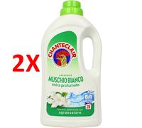 2 Flaconi Chanteclair Detersivo Lavatrice Muschio Bianco con Sgrassatore 28 Lav.