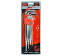 2 X CHIAVI MASCHIO TORX + FORO TIPO LUNGO CROMO VANADIO SERIE 9 PEZZI