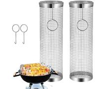 2 X Cilindrico Cesto Griglia Tondo Acciaio Inox Verdure Grillnetz per