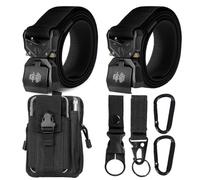 2 x Cinturone Tattico Militare Uomo, Lunghezza 120cm Cintura Tattica Larghezza 3.8 cm, Nylon Cintura da Lavoro Uomo, Fibbia in Metallo a Sgancio Rapido, Regalo con Sacchetto Molle Tattico e Gancio
