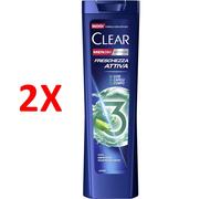 6 Flaconi CLEAR MEN Shampoo Freschezza Attiva 3 in 1 con Mentolo 225ml