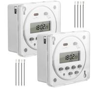 2 x CN101A ingresso DC/AC 12 V timer LCD digitale con alloggiamento impermeabile, uscita 200-250 V AC 16 A, timer programmabile DC 12 V, relè tempo 16 volte al giorno, 4 morsetti