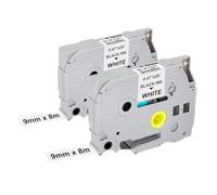 2 X Compatibile con Brother P-Touch Band 9 mm Bianco TZE 221 TZe-221 9 mm x 8 m, compatibile con Brother P Touch Nastro TZ Tape 9 mm 0.35 TZe221 per Ptouch H105 H100LB H107B 900 1000 1280