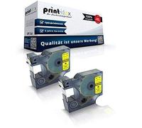 2 x Compatibile Nastri per Dymo D1 45018 Labelwriter400Duo Dymo 1000 1000 Plus 2000 3500 5500 Labelmaker 4500Pocket S0720580 12mm x 7m Bk-Yellow Etikettenlabel - Easy Print Serie