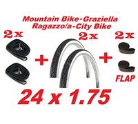 2 x Copertoni + 2 x Camere d'Aria + 2 x Flap GRAZIELLA/MTB 24 x 1.75 Slick