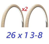 2 x Copertoni BEIGE Olanda Bicicletta BICI 26 x 1 3/8 COLORE CREMA BEIGE PANNA
