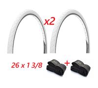 2 x Copertoni BICI Bicicletta 26 x 1 3/8 Bianchi + 2 x CAMERE D'ARIA Incluse